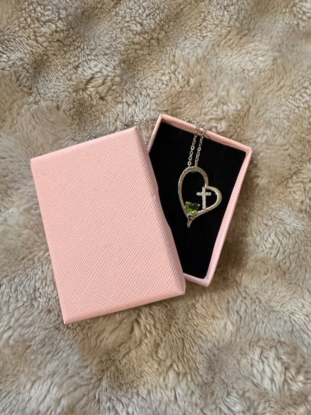 I Am a Child of God Heart & Cross Birthstone Necklace Religious Teen Child Gift